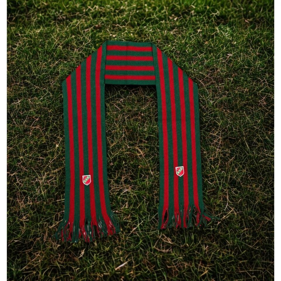 KARŞIYAKA YEŞİL KIRMIZI ŞERİTLİ UNISEX DOKUMA ATKI