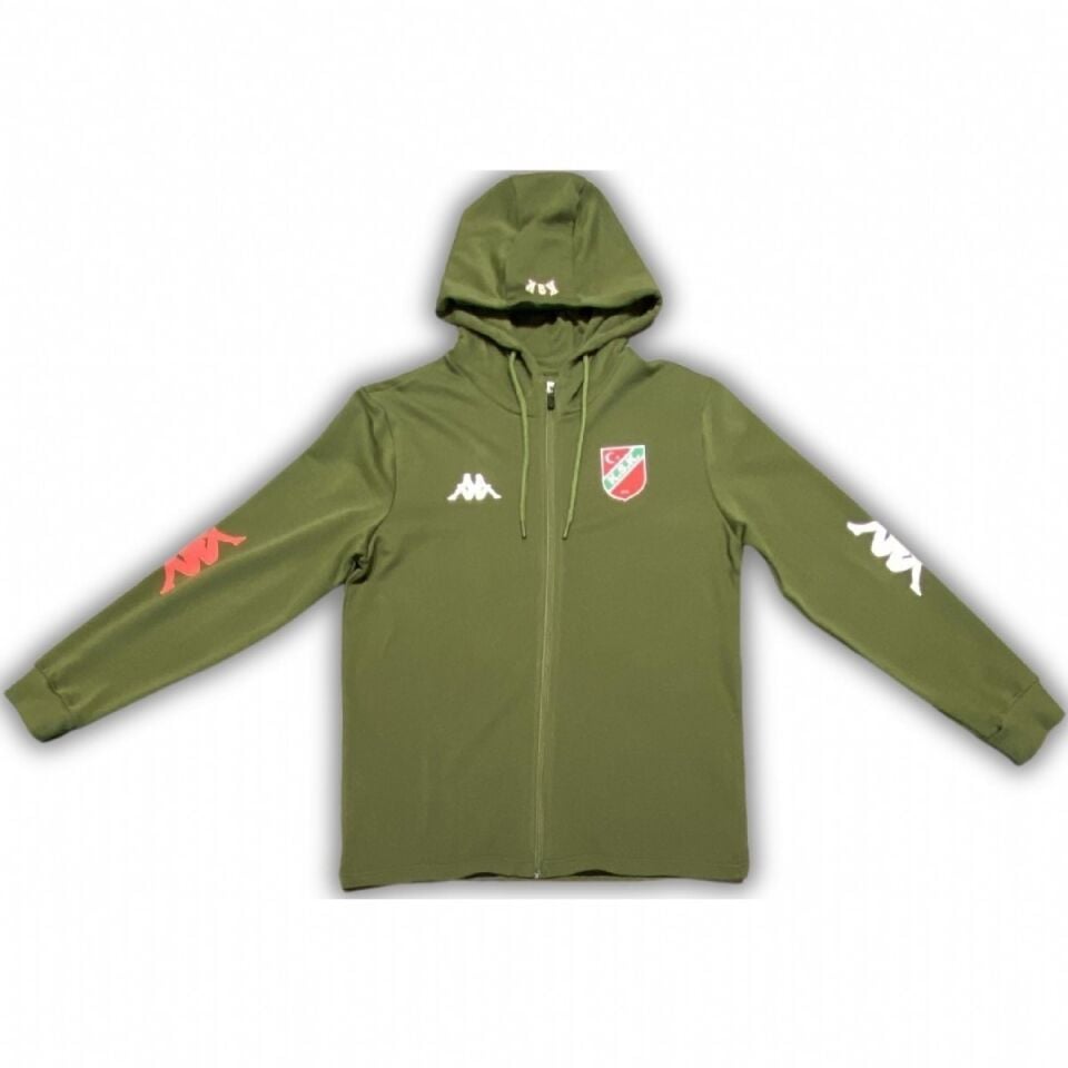 KAPPA LOGO KAPÜŞONLU HAKİ FERMUARLI SWEATSHİRT L
