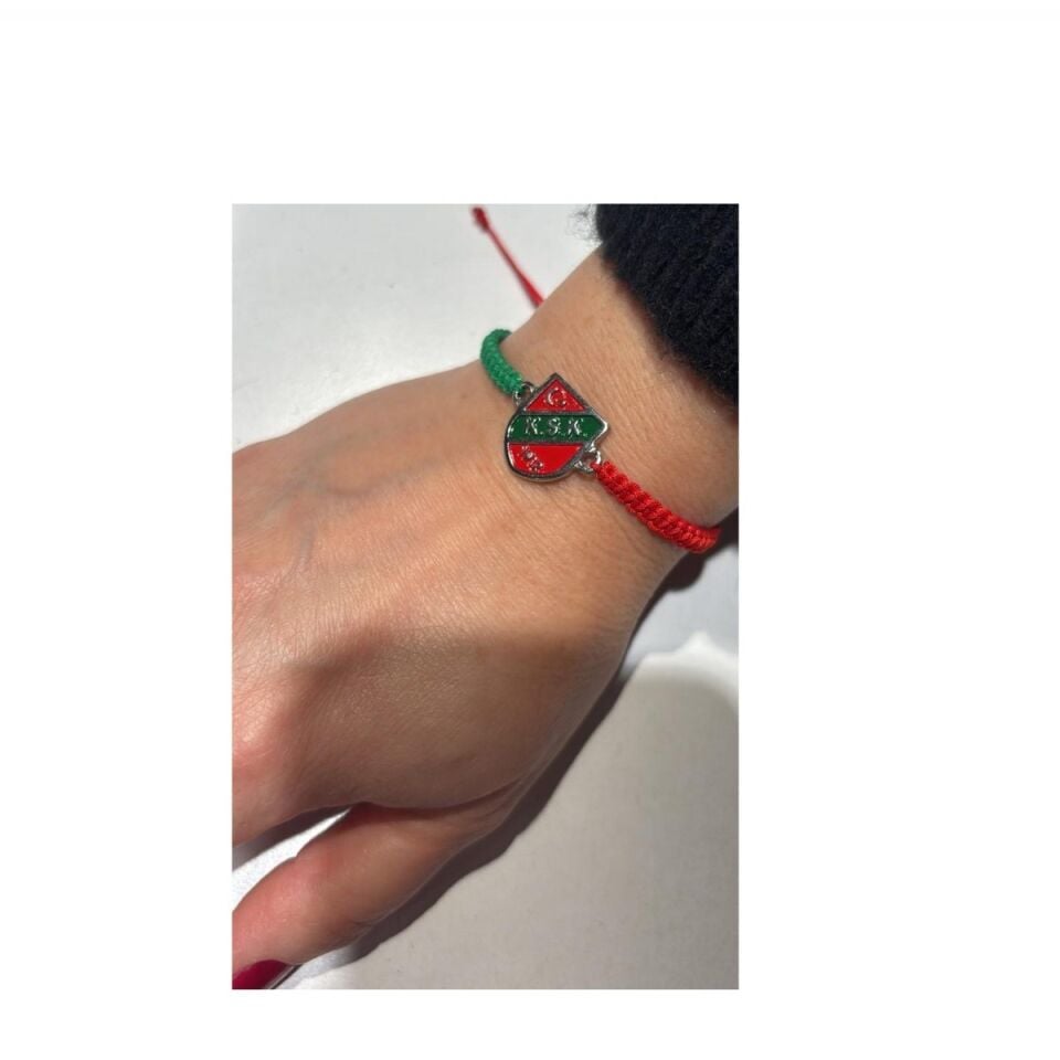 ARMA LOGO YEŞİL KIRMIZI MAKROMEÖRGÜ İP BİLEKLİK