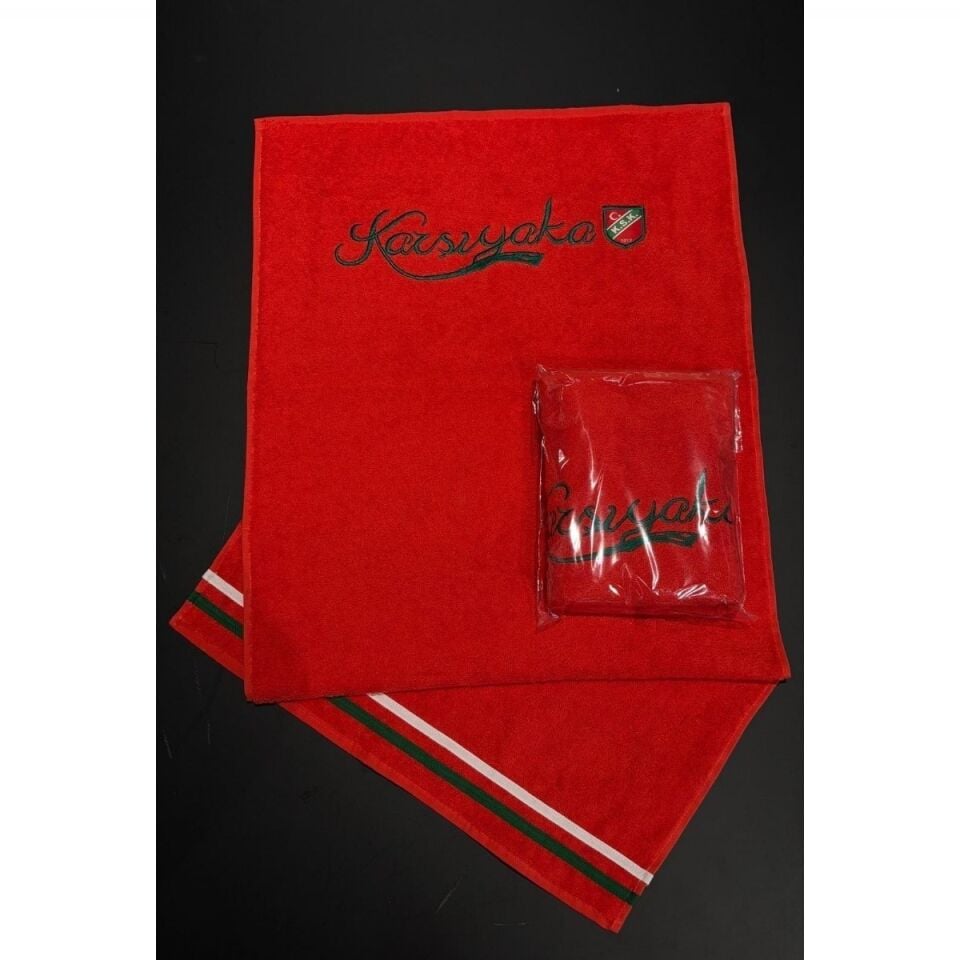 KARŞIYAKA KIRMIZI EL VE YÜZ HAVLUSU