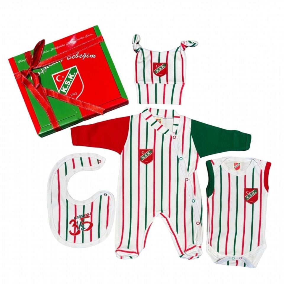 YEŞİL- KIRMIZI ÇİZGİLİ  BEBEK HASTANE ÇIKIŞI