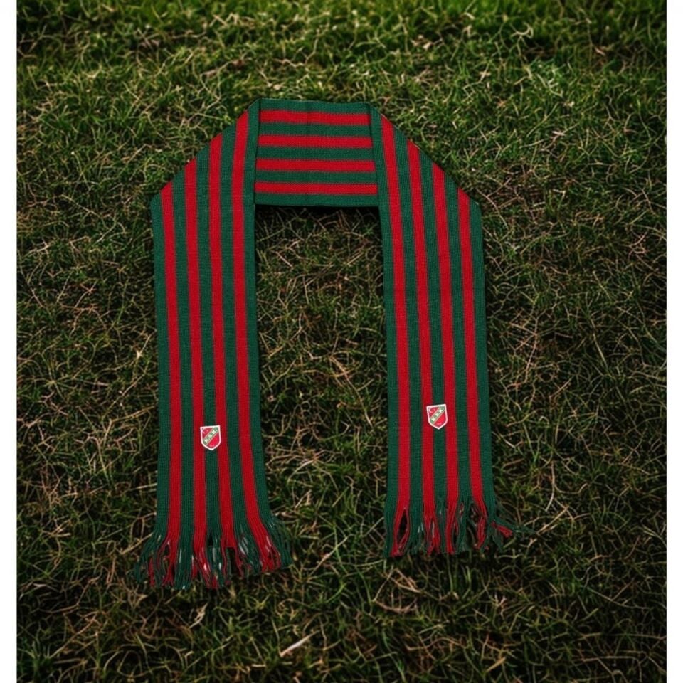 KARŞIYAKA YEŞİL KIRMIZI ŞERİTLİ UNISEX DOKUMA ATKI