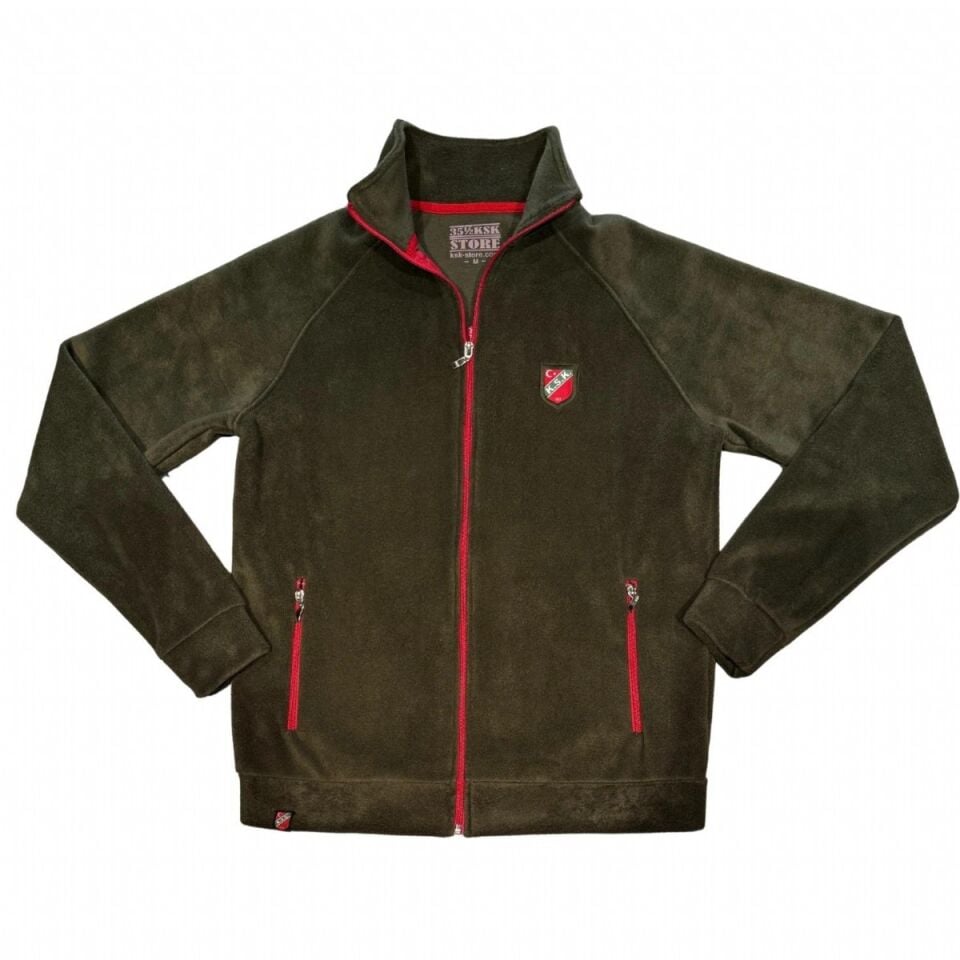 KARŞIYAKA NAKIŞ LOGO HAKİ  POLAR FERMUARLI SWEATSHIRT 4XL