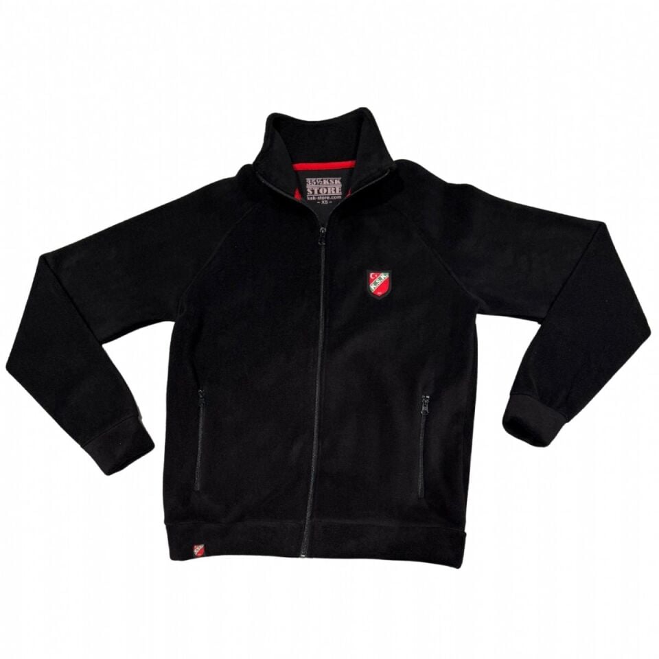 KARŞIYAKA NAKIŞ LOGO SİYAH POLAR FERMUARLI SWEATSHIRT