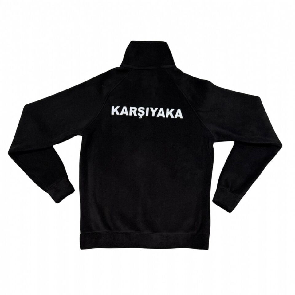 KARŞIYAKA NAKIŞ LOGO SİYAH POLAR FERMUARLI SWEATSHIRT B. 4XL