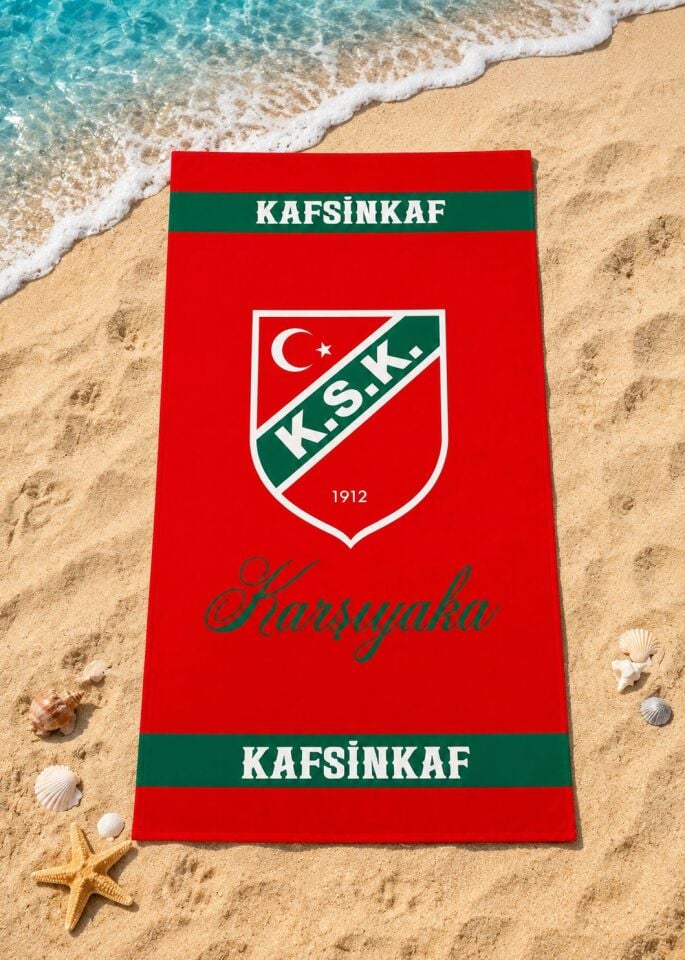 Yeni Sezon KAFSİNKAF Yeşil Kırmızı Plaj Havlusu